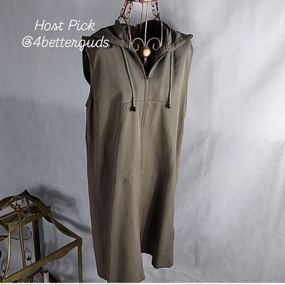 Sleeveless Rayon Blend Shift Dress Olive Green - Picture 1 of 10